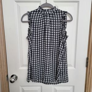Who What Wear Women's Gingham Sleeveless Mock Neck Blouse size Small